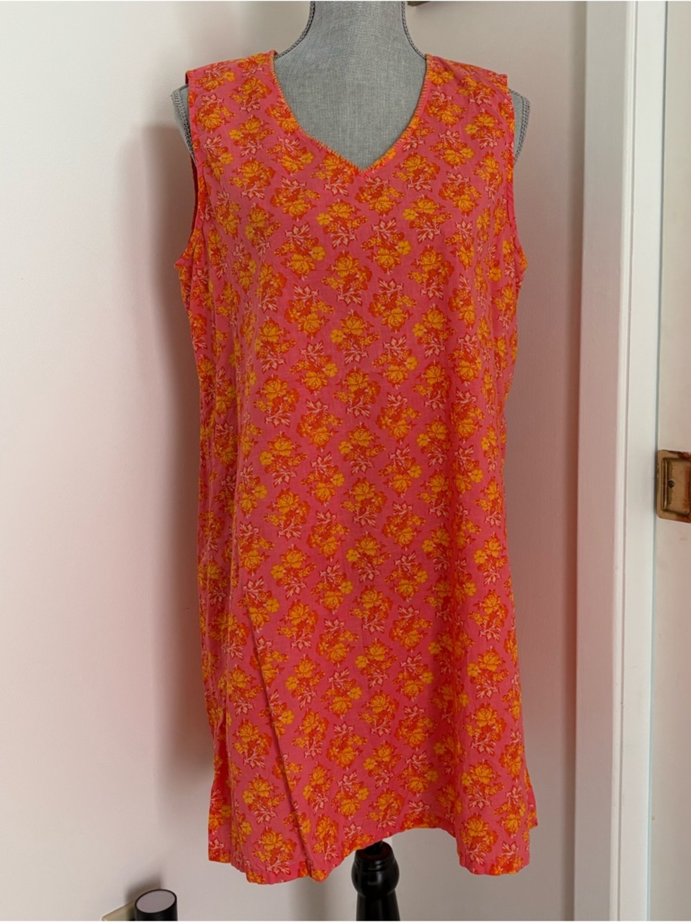 April Cornell Pink and Yellow Floral Midi Dress